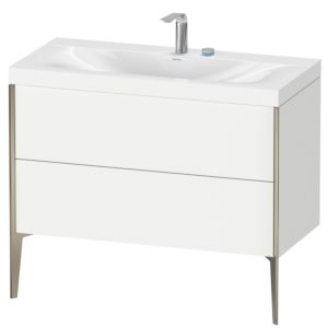 Duravit XViu Waschtisch-Unterschrank XV4711EB118C 100x48cm, 2 Auszüge, 2 Hahnlöcher, champagner matt, Rahmen C, weiß matt