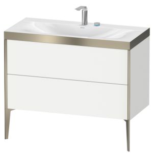 XViu Duravit vasque XV4711EB118P 100x48cm, 2 coulissants, 2 trous pour robinetterie, champagne mat, Cadres P, blanc mat