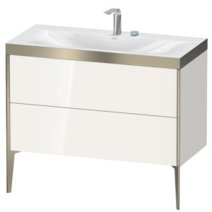 Duravit XViu Waschtisch-Unterschrank XV4711EB122P 100x48cm, 2 Auszüge, 2 Hahnlöcher, champagner matt, Rahmen P, weiß hochglanz
