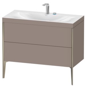 Duravit XViu Waschtisch-Unterschrank XV4711EB143C 100x48cm, 2 Auszüge, 2 Hahnlöcher, champagner matt, Rahmen C, basalt matt