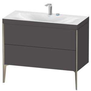 Duravit XViu Waschtisch-Unterschrank XV4711EB149C 100x48cm, 2 Auszüge, 2 Hahnlöcher, champagner matt, Rahmen C, graphit matt