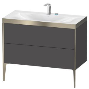 Duravit XViu Waschtisch-Unterschrank XV4711EB149P 100x48cm, 2 Auszüge, 2 Hahnlöcher, champagner matt, Rahmen P, graphit matt