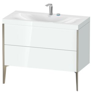 Duravit XViu Waschtisch-Unterschrank XV4711EB185C 100x48cm, 2 Auszüge, 2 Hahnlöcher, champagner matt, Rahmen C, weiß hochglanz