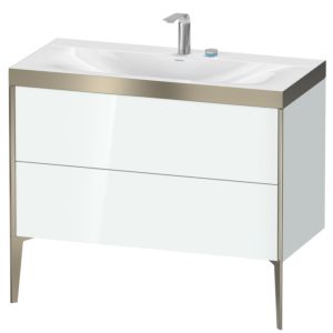 Duravit XViu Waschtisch-Unterschrank XV4711EB185P 100x48cm, 2 Auszüge, 2 Hahnlöcher, champagner matt, Rahmen P, weiß hochglanz