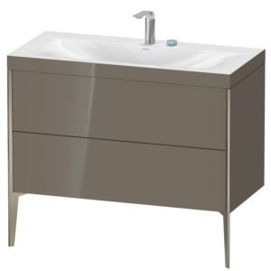 Duravit XViu Waschtisch-Unterschrank XV4711EB189C 100x48cm, 2 Auszüge, 2 Hahnlöcher, champagner matt, Rahmen C, flannel grey hochglanz