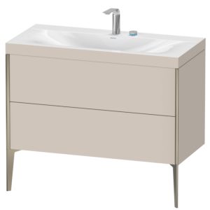 XViu Duravit vasque XV4711EB191C 100x48cm, 2 coulissants, 2 trous pour robinetterie, champagne mat, Cadres C, taupe mat