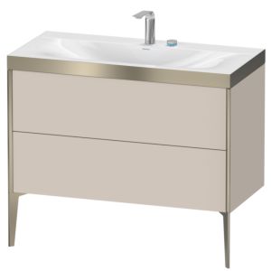 XViu Duravit vasque XV4711EB191P 100x48cm, 2 coulissants, 2 trous pour robinetterie, champagne mat, Cadres P, taupe mat