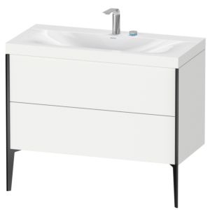 Duravit XViu vanity unit XV4711EB218C 100x48cm, 2 pull-outs, 2 tap holes, matt black, Rahmen C, matt white