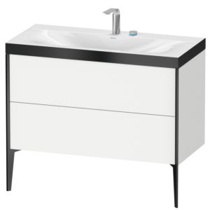 XViu Duravit vasque XV4711EB218P 100x48cm, 2 coulissants, 2 trous pour robinetterie, noir mat, Cadres P, blanc mat