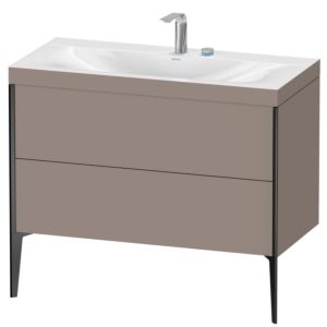 Duravit XViu Waschtisch-Unterschrank XV4711EB243C 100x48cm, 2 Auszüge, 2 Hahnlöcher, schwarz matt, Rahmen C, basalt matt