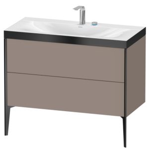 Duravit XViu Waschtisch-Unterschrank XV4711EB243P 100x48cm, 2 Auszüge, 2 Hahnlöcher, schwarz matt, Rahmen P, basalt matt