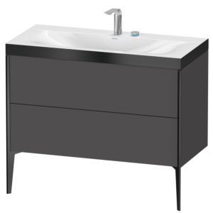 Duravit XViu Waschtisch-Unterschrank XV4711EB249P 100x48cm, 2 Auszüge, 2 Hahnlöcher, schwarz matt, Rahmen P, graphit matt