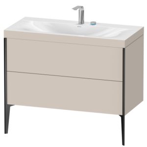 XViu Duravit vasque XV4711EB291C 100x48cm, 2 coulissants, 2 trous pour robinetterie, noir mat, Cadres C, taupe mat