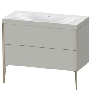 Duravit XViu vanity unit XV4711NB107C 100x48cm, 2 pull-outs, without tap hole, matt champagne, Rahmen C, matt concrete gray