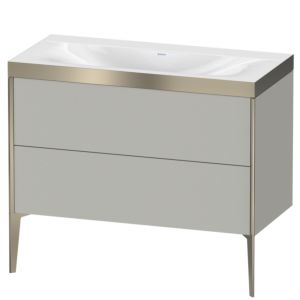 Duravit XViu vanity unit XV4711NB107P 100x48cm, 2 pull-outs, without tap hole, matt champagne, Rahmen P, matt concrete gray