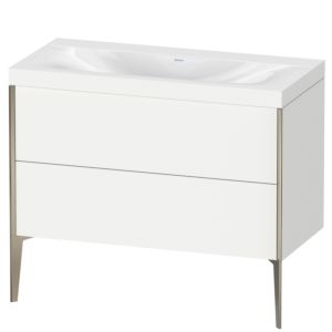 Duravit XViu Waschtisch-Unterschrank XV4711NB118C 100x48cm, 2 Auszüge, ohne Hahnloch, champagner matt, Rahmen C, weiß matt