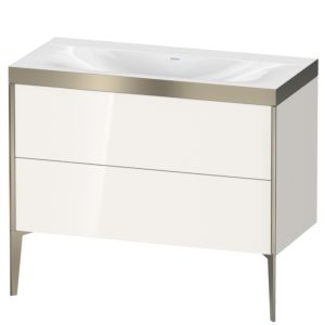 Duravit XViu vanity unit XV4711NB122P 100x48cm, 2 pull-outs, without tap hole, matt champagne, Rahmen P, white high gloss