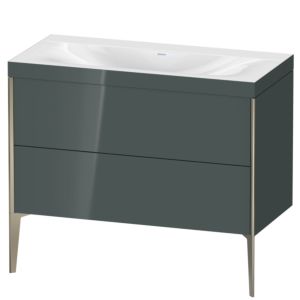 Duravit XViu vanity unit XV4711NB138C 100x48cm, 2 pull-outs, without tap hole, matt champagne, Rahmen C, dolomiti gray high gloss