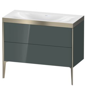 Duravit XViu Waschtisch-Unterschrank XV4711NB138P 100x48cm, 2 Auszüge, ohne Hahnloch, champagner matt, Rahmen P, dolomiti grey hochglanz