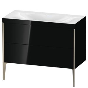 Duravit XViu vanity unit XV4711NB140C 100x48cm, 2 pull-outs, without tap hole, matt champagne, Rahmen C, black high-gloss