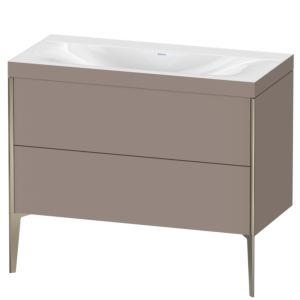 Duravit XViu vanity unit XV4711NB143C 100x48cm, 2 pull-outs, without tap hole, matt champagne, Rahmen C, matt basalt