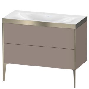 Duravit XViu Waschtisch-Unterschrank XV4711NB143P 100x48cm, 2 Auszüge, ohne Hahnloch, champagner matt, Rahmen P, basalt matt
