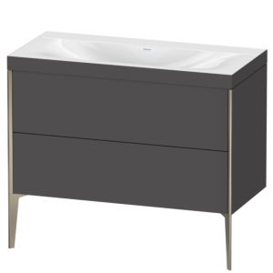XViu Duravit vasque XV4711NB149C 100x48cm, 2 coulissants, sans trou pour robinet, champagne mat, Cadres C, graphite mat