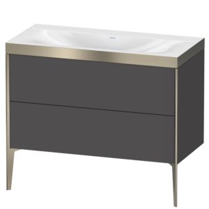 XViu Duravit vasque XV4711NB149P 100x48cm, 2 coulissants, sans trou pour robinet, champagne mat, Cadres P, graphite mat