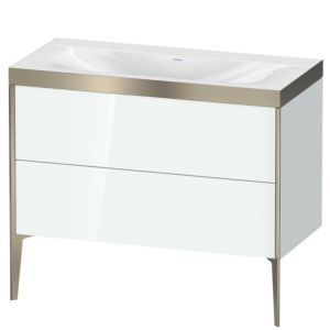 Duravit XViu Waschtisch-Unterschrank XV4711NB185P 100x48cm, 2 Auszüge, ohne Hahnloch, champagner matt, Rahmen P, weiß hochglanz