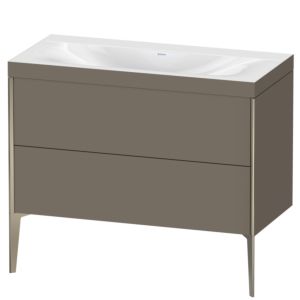 Duravit XViu vanity unit XV4711NB190C 100x48cm, 2 pull-outs, without tap hole, matt champagne, Rahmen C, flannel gray silk matt