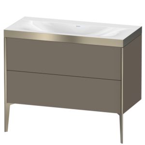 Duravit XViu vanity unit XV4711NB190P 100x48cm, 2 pull-outs, without tap hole, matt champagne, Rahmen P, flannel gray silk matt