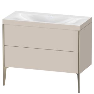 Duravit XViu Waschtisch-Unterschrank XV4711NB191C 100x48cm, 2 Auszüge, ohne Hahnloch, champagner matt, Rahmen C, taupe matt