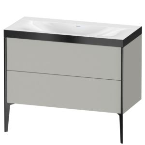 Duravit XViu Waschtisch-Unterschrank XV4711NB207P 100x48cm, 2 Auszüge, ohne Hahnloch, schwarz matt, Rahmen P, betongrau matt