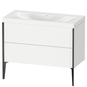 XViu Duravit vasque XV4711NB218C 100x48cm, 2 coulissants, sans trou pour robinetterie, noir mat, Cadres C, blanc mat
