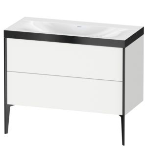 Duravit XViu vanity unit XV4711NB218P 100x48cm, 2 pull-outs, without tap hole, matt black, Rahmen P, matt white