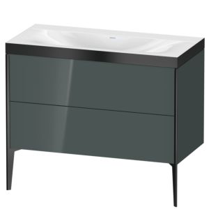 Duravit XViu vanity unit XV4711NB238P 100x48cm, 2 pull-outs, without tap hole, matt black, Rahmen P, dolomiti gray high gloss