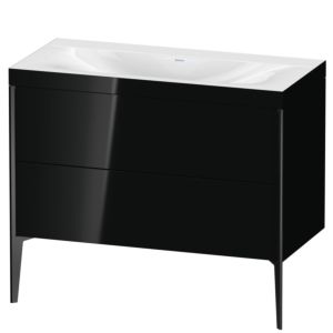 Duravit XViu Waschtisch-Unterschrank XV4711NB240C 100x48cm, 2 Auszüge, ohne Hahnloch, schwarz matt, Rahmen C, schwarz hochglanz