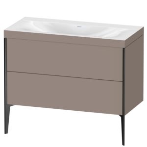 Duravit XViu Waschtisch-Unterschrank XV4711NB243C 100x48cm, 2 Auszüge, ohne Hahnloch, schwarz matt, Rahmen C, basalt matt