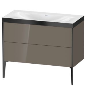 Duravit XViu vanity unit XV4711NB289P 100x48cm, 2 pull-outs, without tap hole, matt black, Rahmen P, flannel gray high gloss