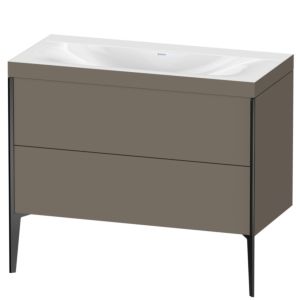 Duravit XViu Waschtisch-Unterschrank XV4711NB290C 100x48cm, 2 Auszüge, ohne Hahnloch, schwarz matt, Rahmen C, flannel grey seidenmatt