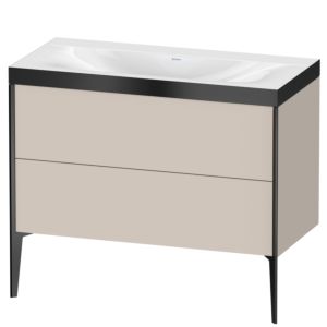 Duravit XViu vanity unit XV4711NB291P 100x48cm, 2 pull-outs, without tap hole, matt black, Rahmen P, matt taupe
