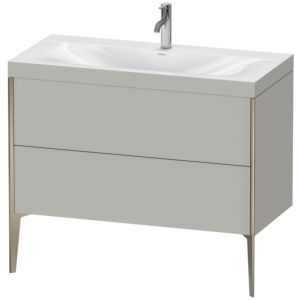 Duravit XViu Table de toilette XV4711OB107C 100x48cm, 2 2000 - out, Match2 trou de coulée, champagne mat, Cadres C, gris béton mat