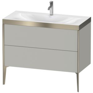 Duravit XViu vanity unit XV4711OB107P 100x48cm, 2 2000 outs, match2 tap hole, matt champagne, Rahmen P, matt concrete gray
