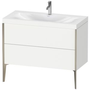 Duravit XViu Table de toilette XV4711OB118C 100x48cm, 2 2000 - out, match3 trou de coulée, champagne mat, Cadres C, blanc mat