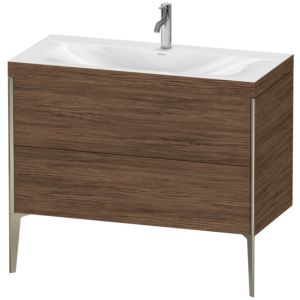 Duravit XViu vanity unit XV4711OB121C 100x48cm, 2 2000 outs, match2 tap hole, matt champagne, Rahmen C, dark walnut