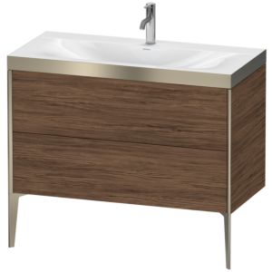 Duravit XViu Table de toilette XV4711OB121P 100x48cm, 2 2000 - out, Match2 trou de coulée, champagne mat, Cadres P, noyer noir