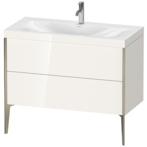 Duravit XViu Waschtisch-Unterschrank XV4711OB122C 100x48cm, 2 Auszüge, 1 Hahnloch, champagner matt, Rahmen C, weiß hochglanz