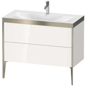 Duravit XViu vanity unit XV4711OB122P 100x48cm, 2 2000 outs, match2 tap hole, matt champagne, Rahmen P, white high gloss