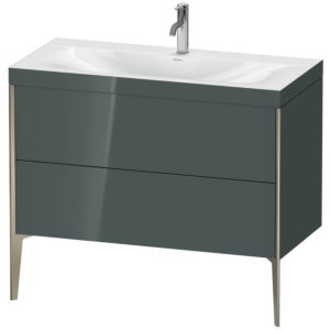 Duravit XViu vanity unit XV4711OB138C 100x48cm, 2 2000 outs, match2 tap hole, matt champagne, Rahmen C, dolomiti gray high gloss