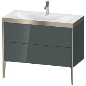 Duravit XViu Waschtisch-Unterschrank XV4711OB138P 100x48cm, 2 Auszüge, 1 Hahnloch, champagner matt, Rahmen P, dolomiti grey hochglanz